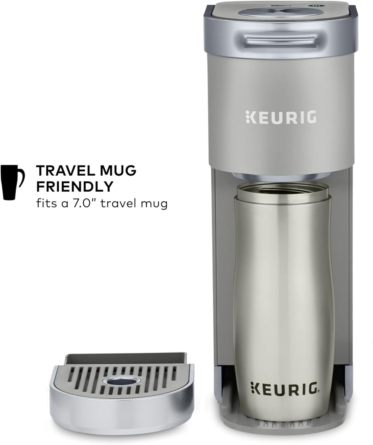 Keurig K-Mini Plus Coffee Maker - Compact & Convenient Single Serve with 6-12oz Brew Sizes, Holds 9 K-Cup Pods, Travel Mug Friendly - Studio Gray