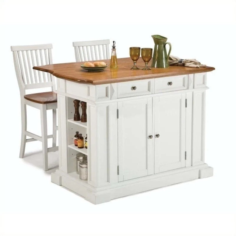 Homestyles Americana Wood Kitchen Island Set in off White