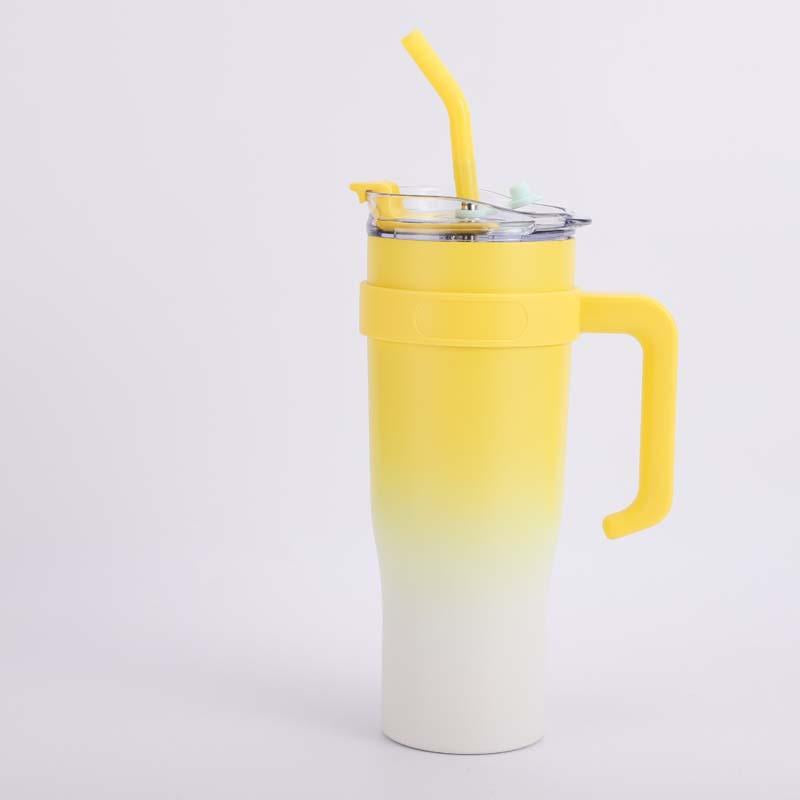 40 Oz Tumbler with Handle Straw Lid Insulated Vacuum Stainless Steel Travel Tapered Mug Gift Coffee Cup Holder Friendly Keep Cold or Hot Sweat Proof Resuable, Ice Cream Drinkware Flask