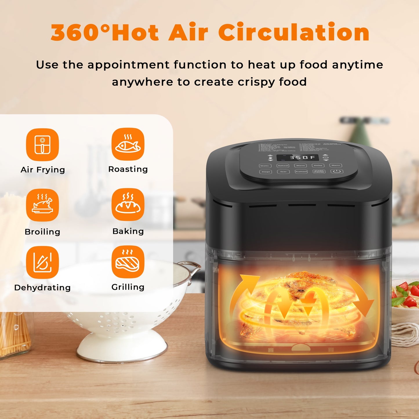 Nuwave Brio 6-Quart Digital Air Fryer with One-Touch Digital Controls, Automatic Shutoff, Stainless Steel, Cooking