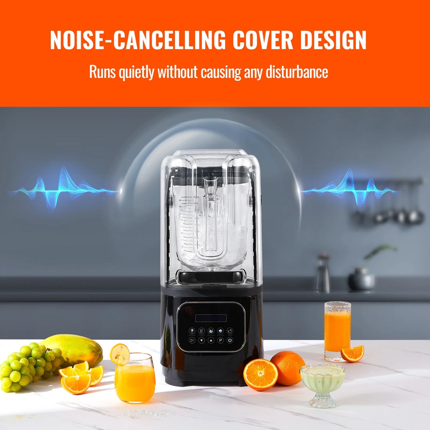 KFFKFF Professional Blender - Ideal for Commercial Use, Countertop Blender for Making 68 Oz Smoothies and Shakes.