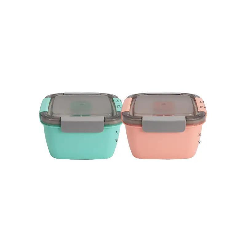 Household Essentials Portable 2 Layer Compartment Lunch Box with Fork, All-In-One Lunch Containers with 3 Compartments & Sauce Container, Lunch Storage Container, Kitchen Accessories, Kitchen Gadgets, Summer for Gift
