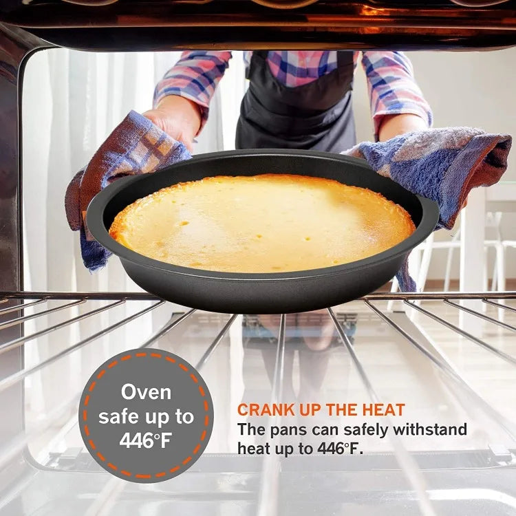 Baking Pan 8 Piece Set Nonstick Carbon Steel Gray Oven Safe Bakeware Kitchen Set, Cookie Sheet, 2 Round Cake Pans, Square Pan,