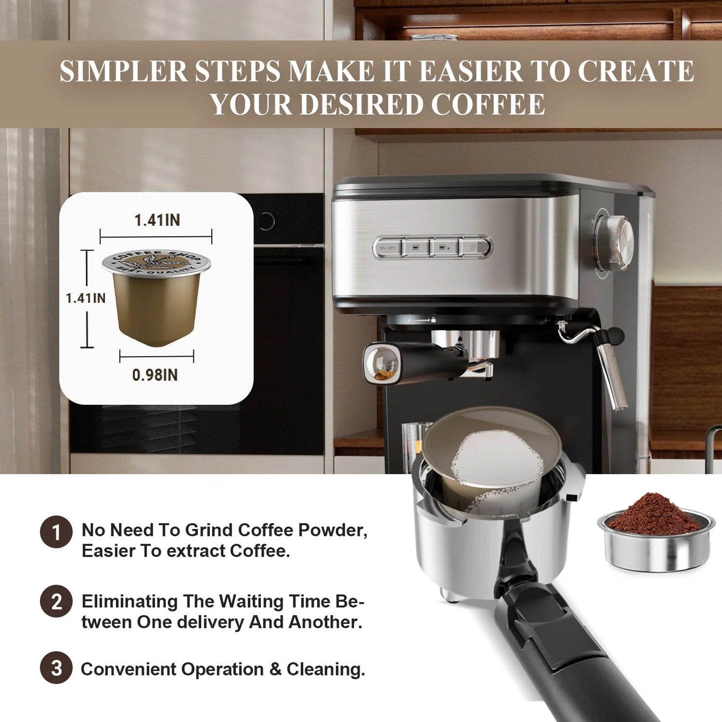 Empstorm 20-Bar Espresso Machine, Dual-Cup Coffee Maker with 1.5L Water Tank and Milk Frother, Black