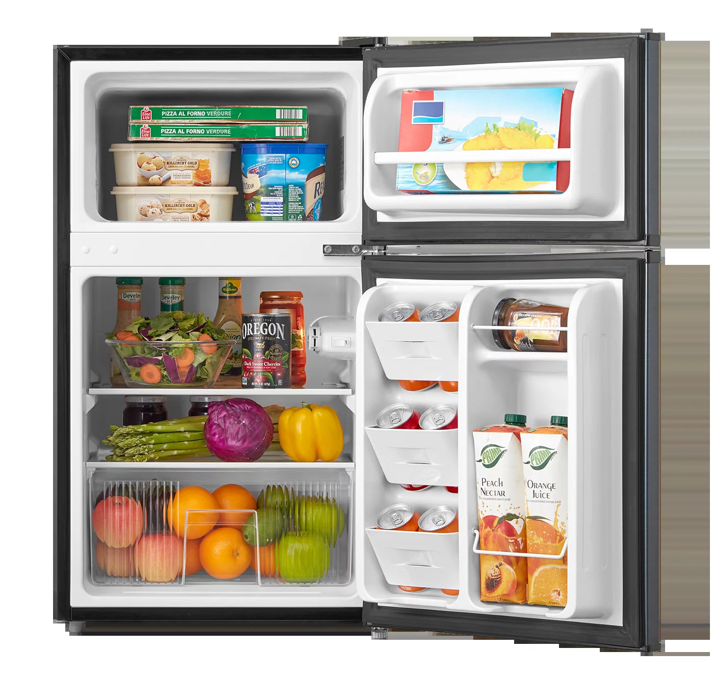 Arctic King 3.2 Cu Ft Two Door Mini Fridge with Freezer, Stainless Steel, E-Star