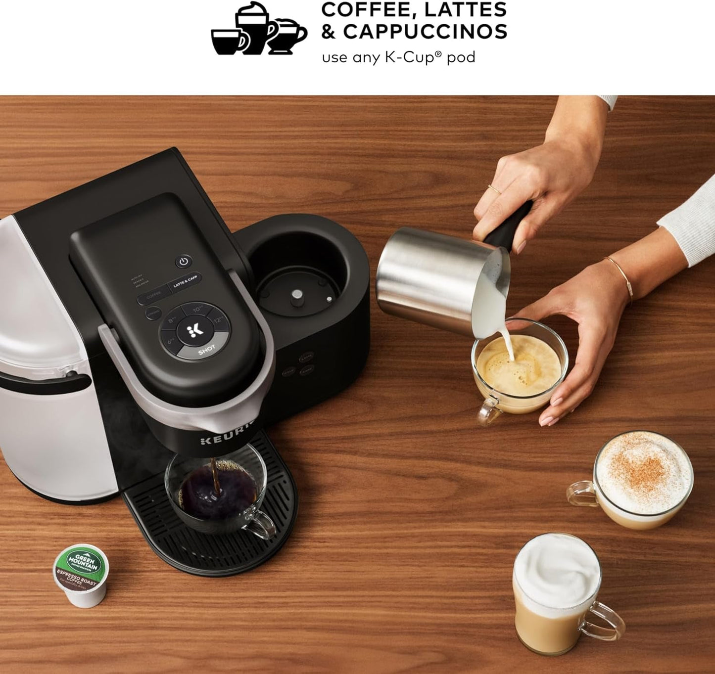 Keurig K-Cafe K-Duo: Multi-Functional Single Serve Coffee, Latte, and Cappuccino Maker in Dark Charcoal