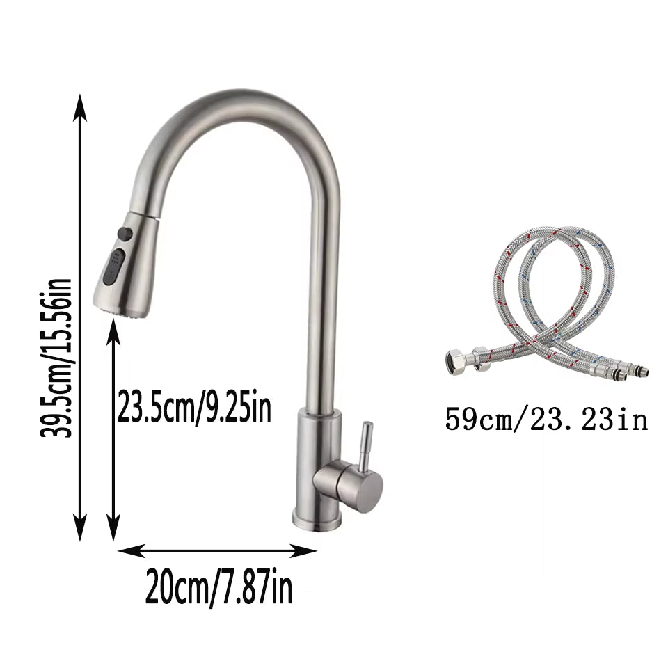 Upgrade Your Kitchen with Our Stylish Hot & Cold Pull-Out Faucet – 3 Versatile Nozzles for Every Need!