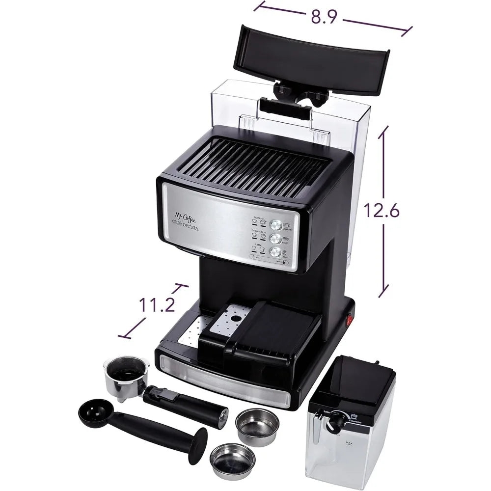 Espresso and Cappuccino Machine, Stainless Steel, Programmable Coffee Maker with Automatic Milk Frother, 15-Bar Pump, Ideal for