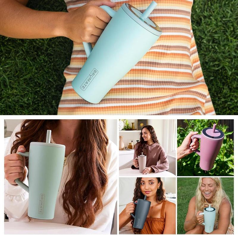 Brümate Era 40 Oz Tumbler with Handle and Straw | 100% Leakproof Insulated Tumbler with Lid and Straw | Made of Stainless Steel | Cup Holder Friendly Base | 40Oz (Lilac Dusk)