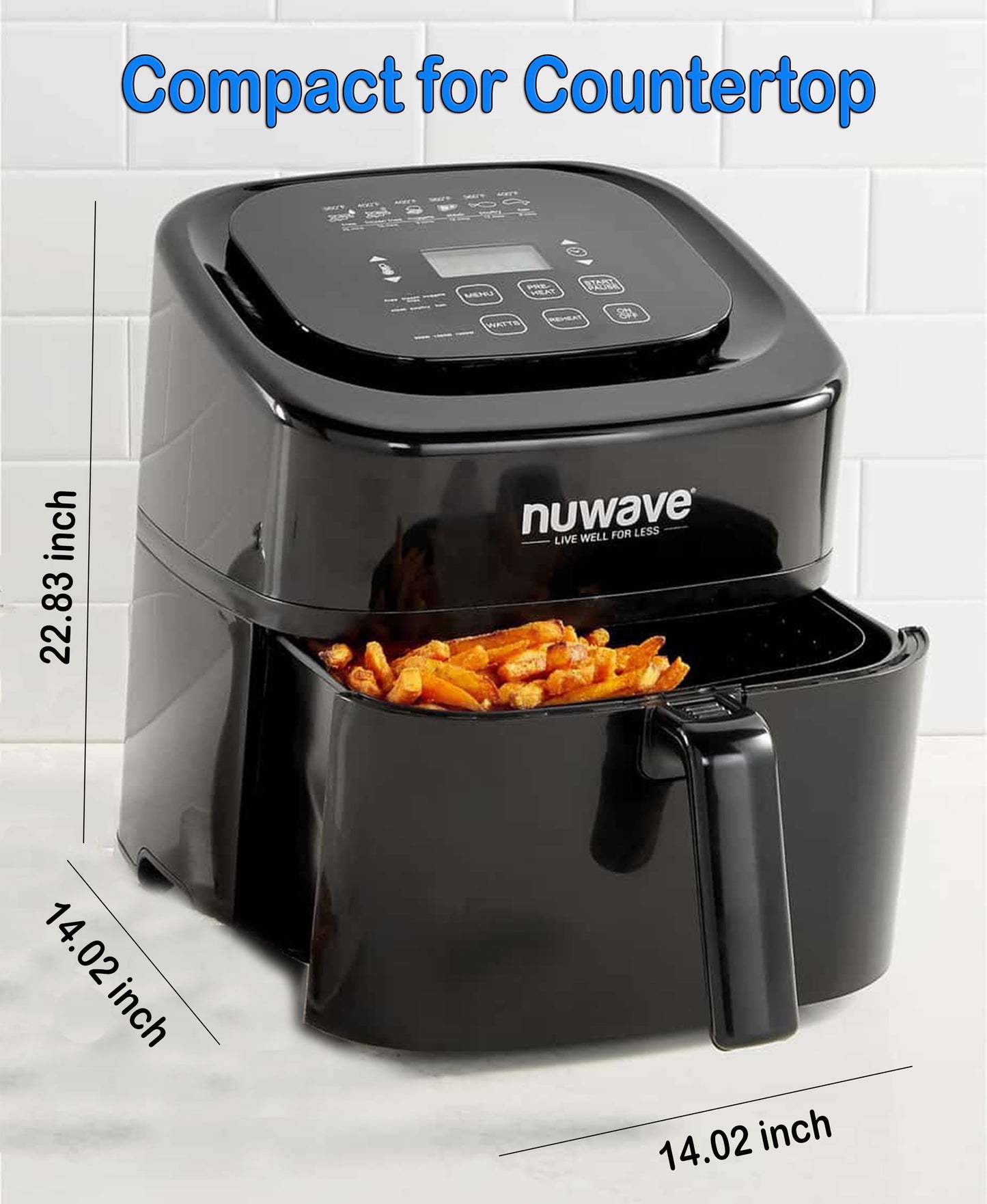 Nuwave Brio 6-Quart Digital Air Fryer with One-Touch Digital Controls, Automatic Shutoff, Stainless Steel, Cooking