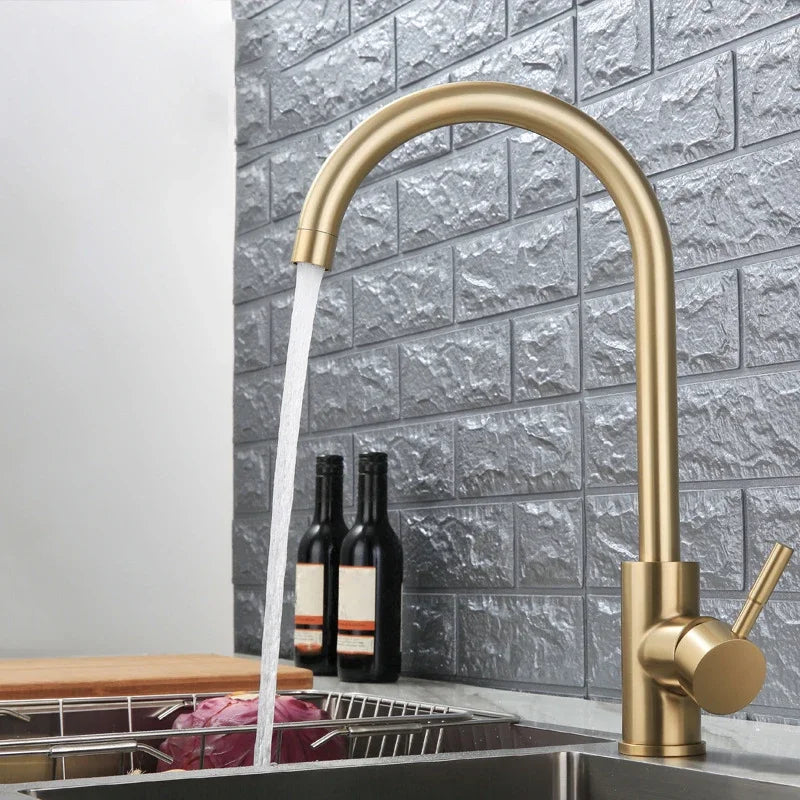 Elevate Your Kitchen Aesthetics with Our Elegant Gold Hot and Cold Water Faucet