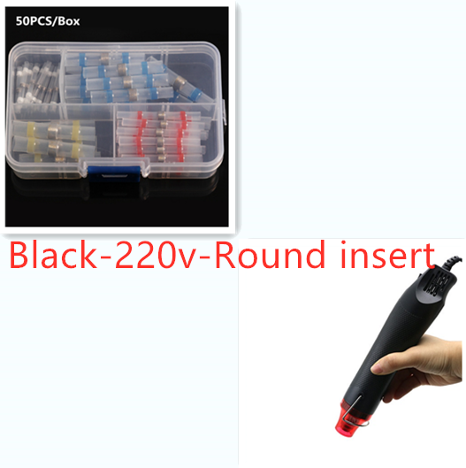 Color: Black SetA, Model: 220v-Round insert, style: - Electric Soft Hot Air Blower