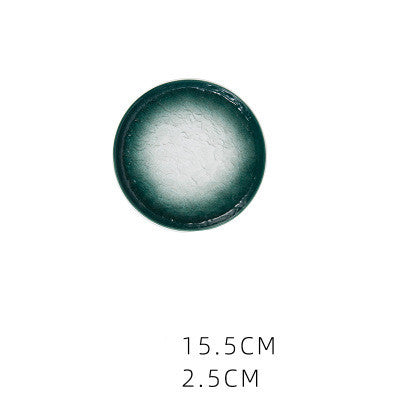 Color: Green, Size: 6 inches - Ceramic Steak Round Flat Plate Home Creative Dish Plate