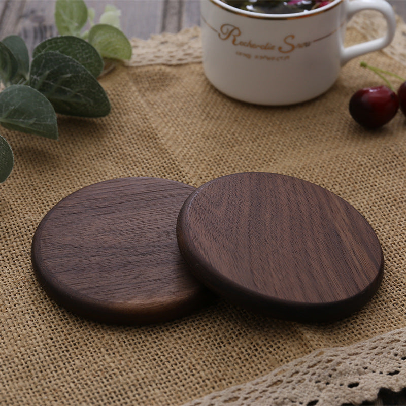 style: Round shape, Color: E - Creative Wooden Tea Cup Holder Beech Insulation Pad
