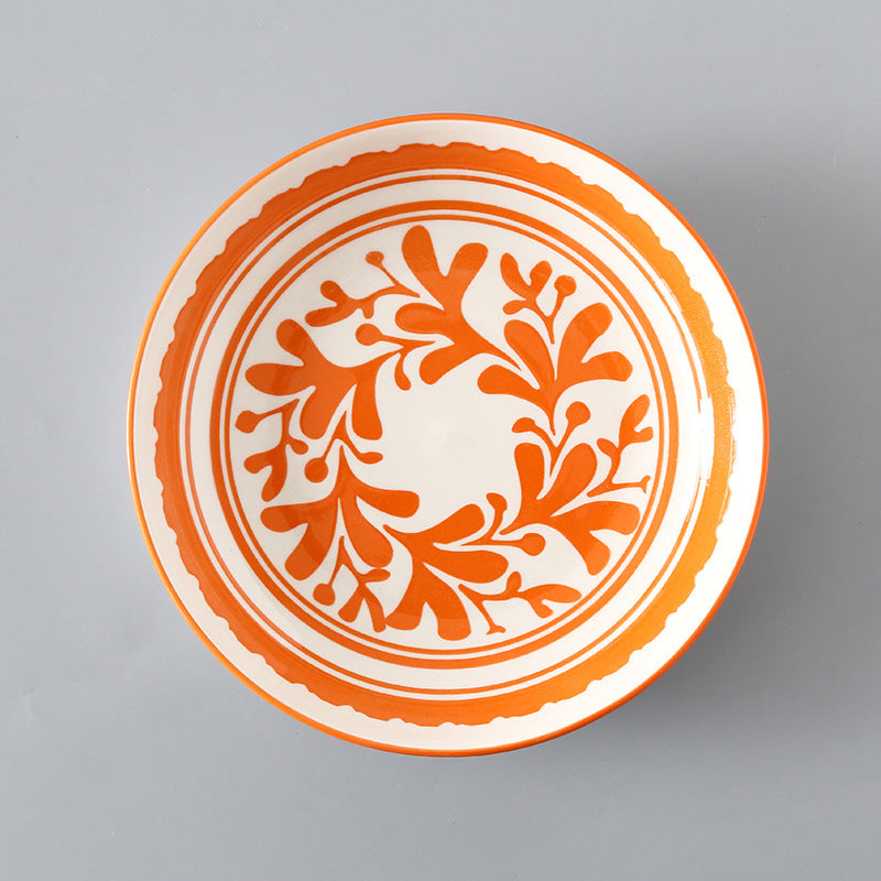 7 Inch Japanese And Korean Ceramic Plate Creative Nordic Style Fruit Plate Western Plate Round Plate Household Tableware Soup Rice Dish