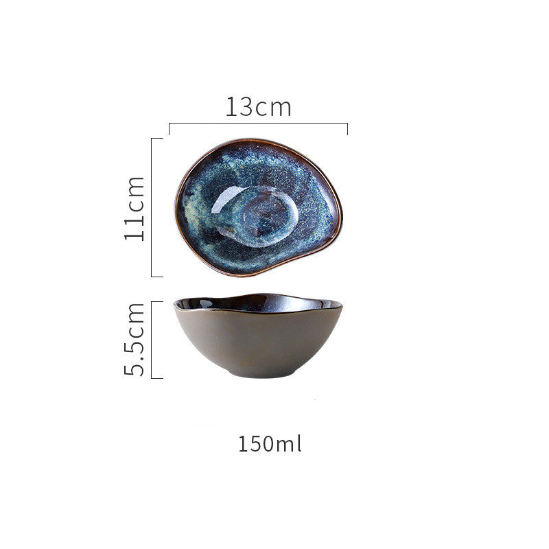 Creative Household Kiln Ceramic Tableware, Glazed Changeable Ramen Bowl, Shaped Soup Plate, Round Shallow Dish, Snack Plate - style: 5.5 inch shaped bowl