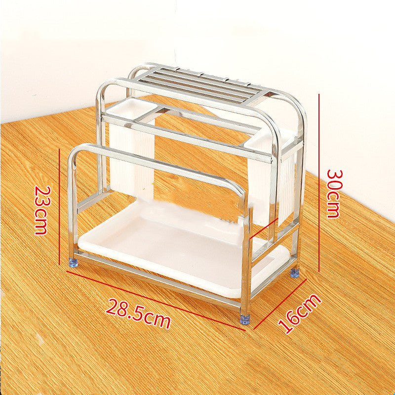 style: A - Stainless Steel Square Tube Knife Holder Knife Holder Cutting Board Rack Cutting Board Rack Kitchen Multi-Function Storage Racks Chopstick Holder