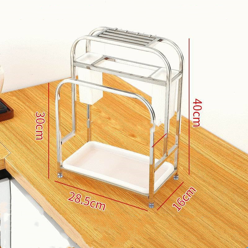 style: C - Stainless Steel Square Tube Knife Holder Knife Holder Cutting Board Rack Cutting Board Rack Kitchen Multi-Function Storage Racks Chopstick Holder