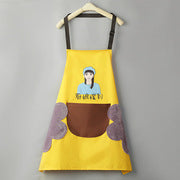 style: Yellow cook wiping hands - Vibrato With The Same Creative Hand-Wiping Apron Net Red Kitchen Apron Hand-Wiping Waterproof And Oil-Proof Overalls Adult Overalls