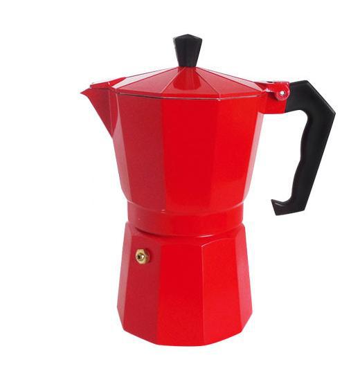 Color: Red, Capacity size: 450ml - Pin Classic Aluminum Mocha Coffee Pot Italian Handmade 3 6 Cup Color Moka Pot