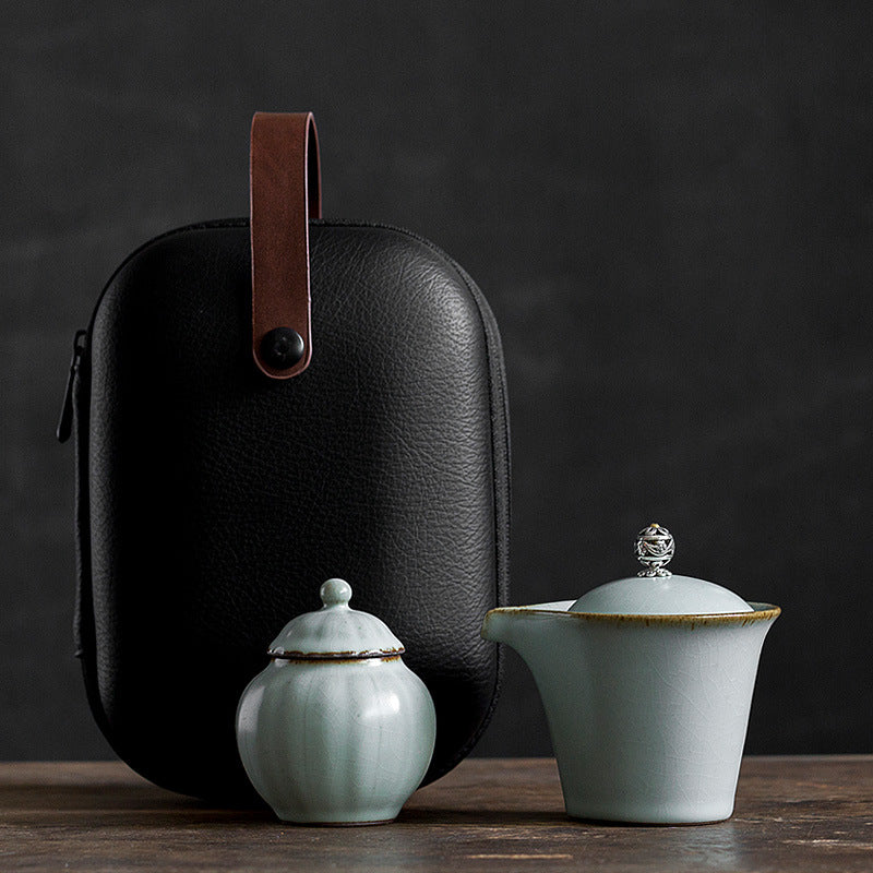 PINNY Travel Tea Set Ceramic Kung Fu Tea Sets Include One Pot Two Cups Tea Ceremony High Quality Portable Tea Service With Bag