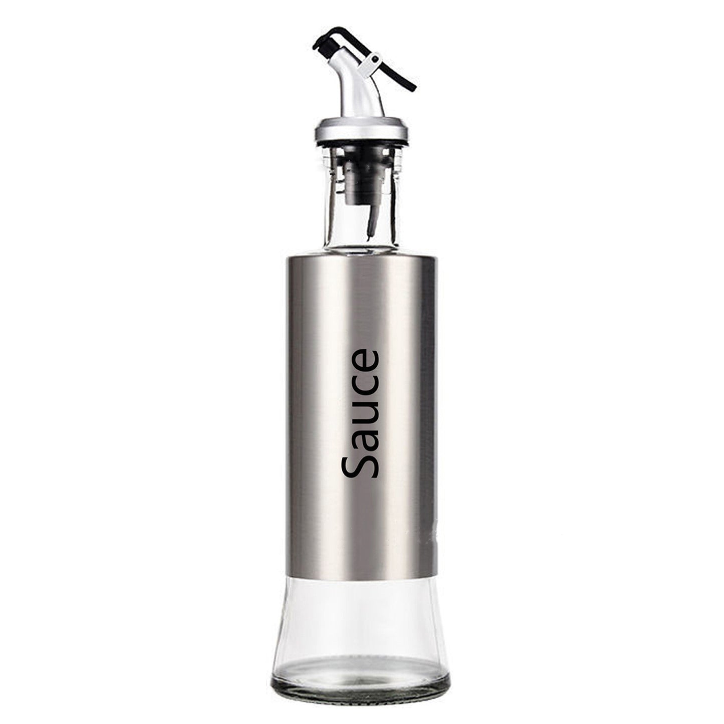 Kitchen Creative Japanese Style Stainless Steel Push-Type Glass Oil Bottle