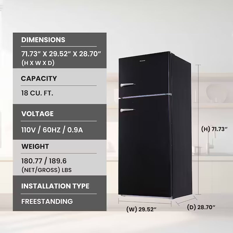 18-Cu Ft Counter-Depth Top-Freezer Refrigerator with Ice Maker (Black)