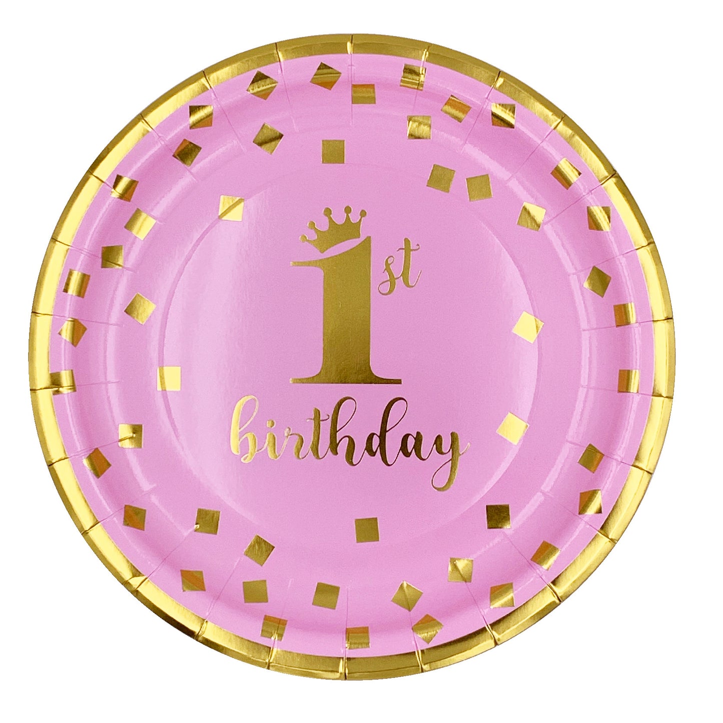 Color: 2style - Bronzing Paper Plate Tissue First Birthday Party Set