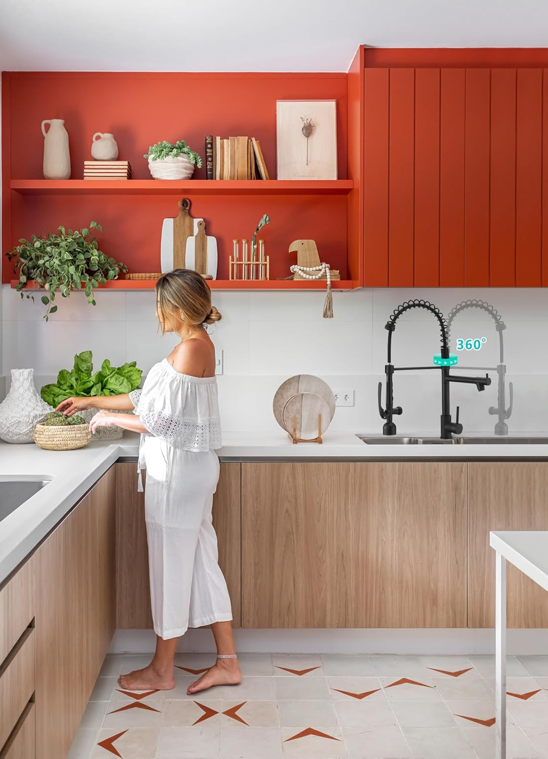 Black Kitchen Faucet with Pull down Sprayer,Commercial LED Kitchen Faucet,Single Handle Single Hole Kitchen Sink Faucet