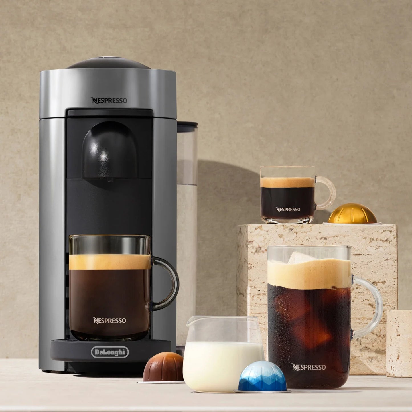Nespresso New Vertuo plus Coffee and Espresso Machine by De'Longhi, Gray, Single-Serve Brewers