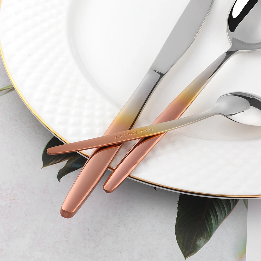Rainbow Flatware Set Gold Cutlery Sets Stainless Steel Flatware Restaurant Dinnerware Set Tableware Spoon And Fork Set