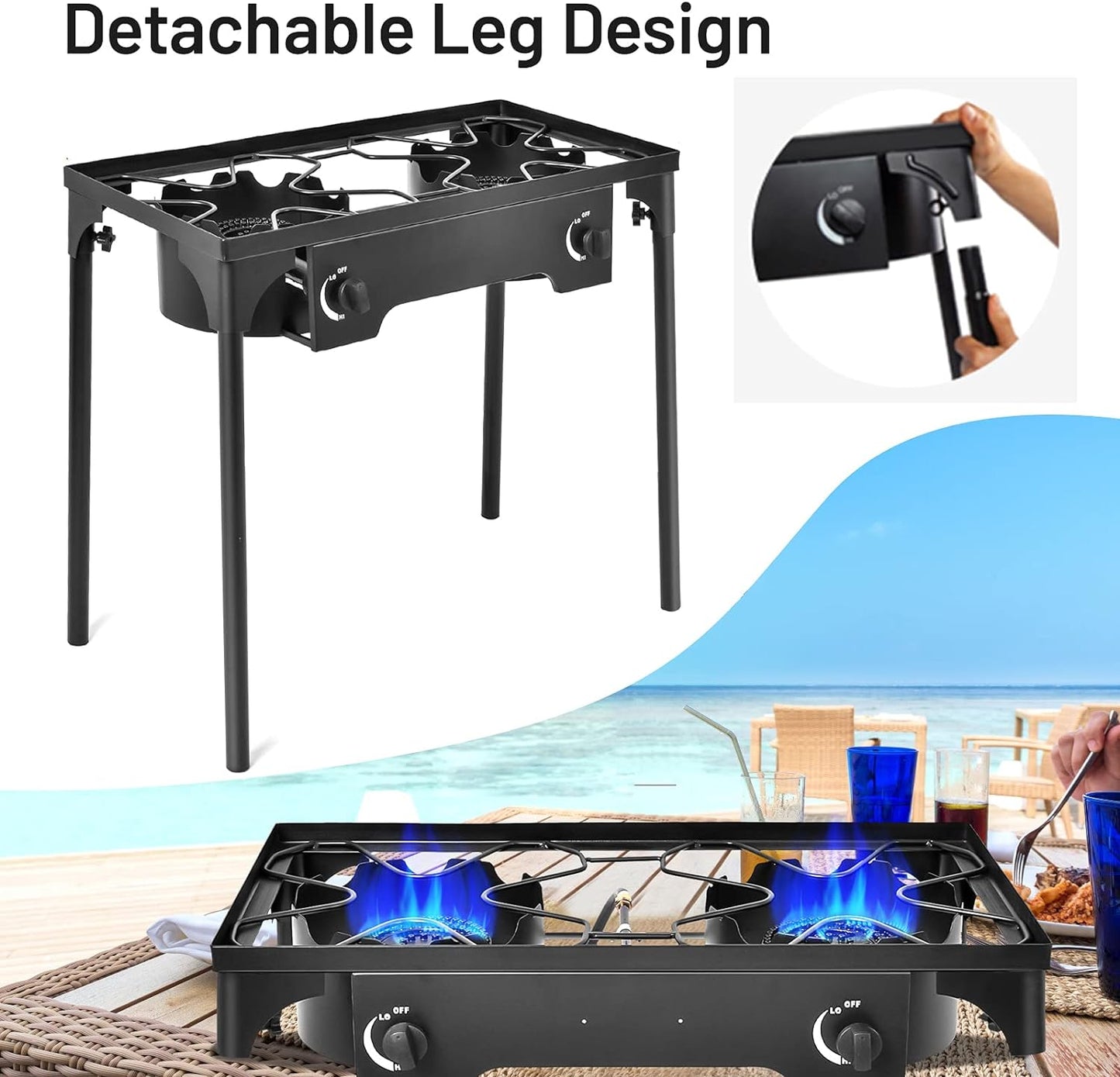 Giantex High-Pressure Outdoor Double Burner Stove - 150,000 BTU Portable Propane Grill for Camping & Picnics