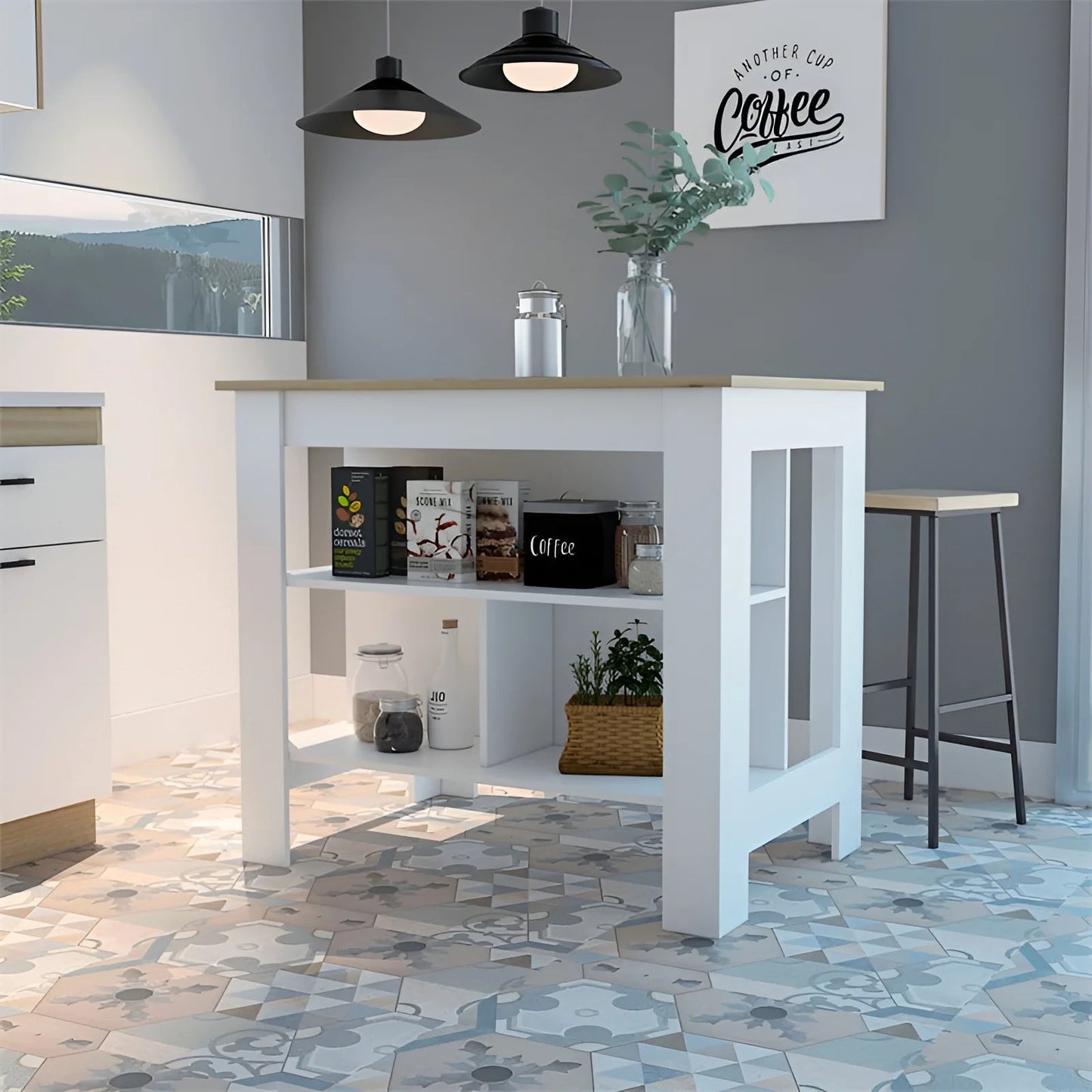 TUHOME Cala Multi-Color Engineered Wood Kitchen Island