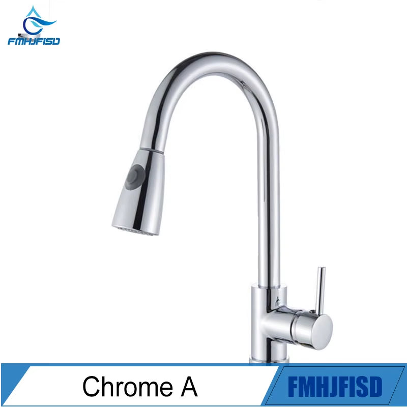 Kitchen Faucet Brushed Gold Pull Out Kitchen Sink Water Tap Single Handle Mixer Tap 360 Rotation Kitchen Shower Faucet