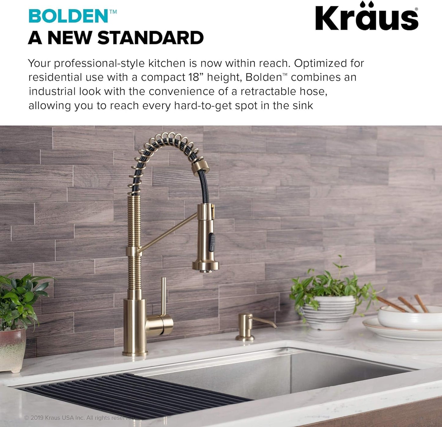 KRAUS Bolden Pull-Down Faucet in Brushed Gold: Elevate Your Kitchen Aesthetics