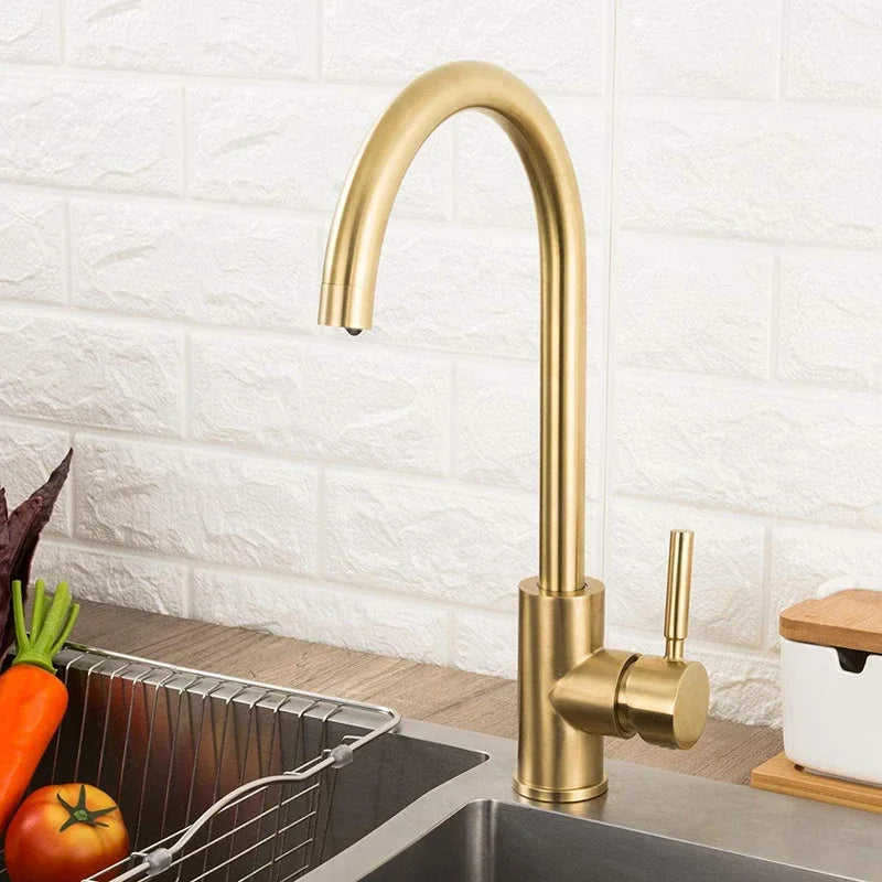 Elevate Your Kitchen Aesthetics with Our Elegant Gold Hot and Cold Water Faucet