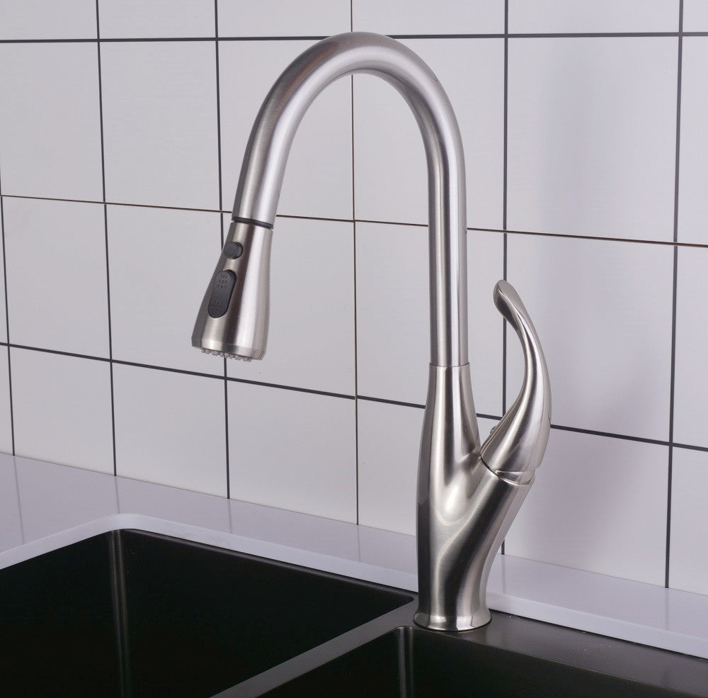 Specifications: Brushed, Series: With Inlet Pipe - Kitchen Hot And Cold Pull Faucet