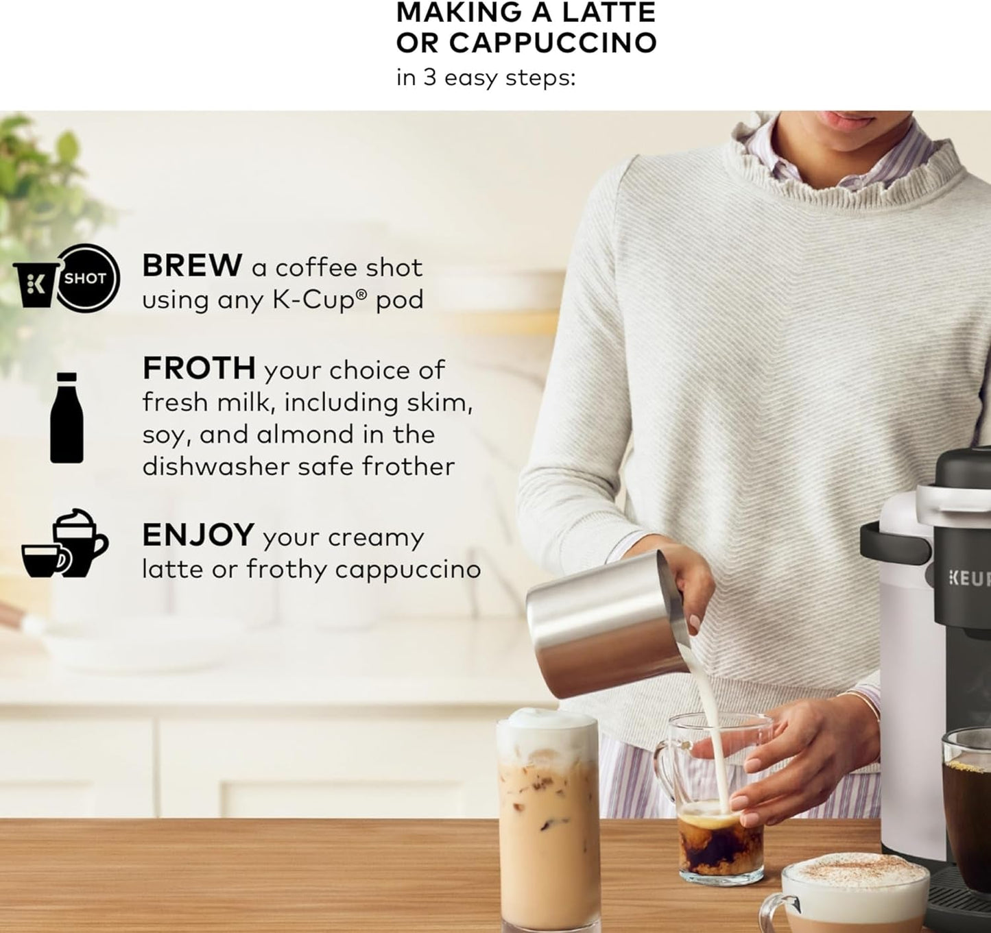 Keurig K-Cafe K-Duo: Multi-Functional Single Serve Coffee, Latte, and Cappuccino Maker in Dark Charcoal