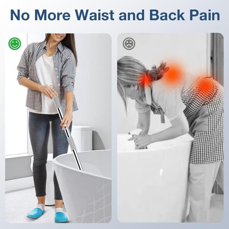 8-in-1 Electric Spin Bathroom Scrubber with Holder and Charger, Long Handle Cleaning Brush for Kitchen and Floor Maintenance