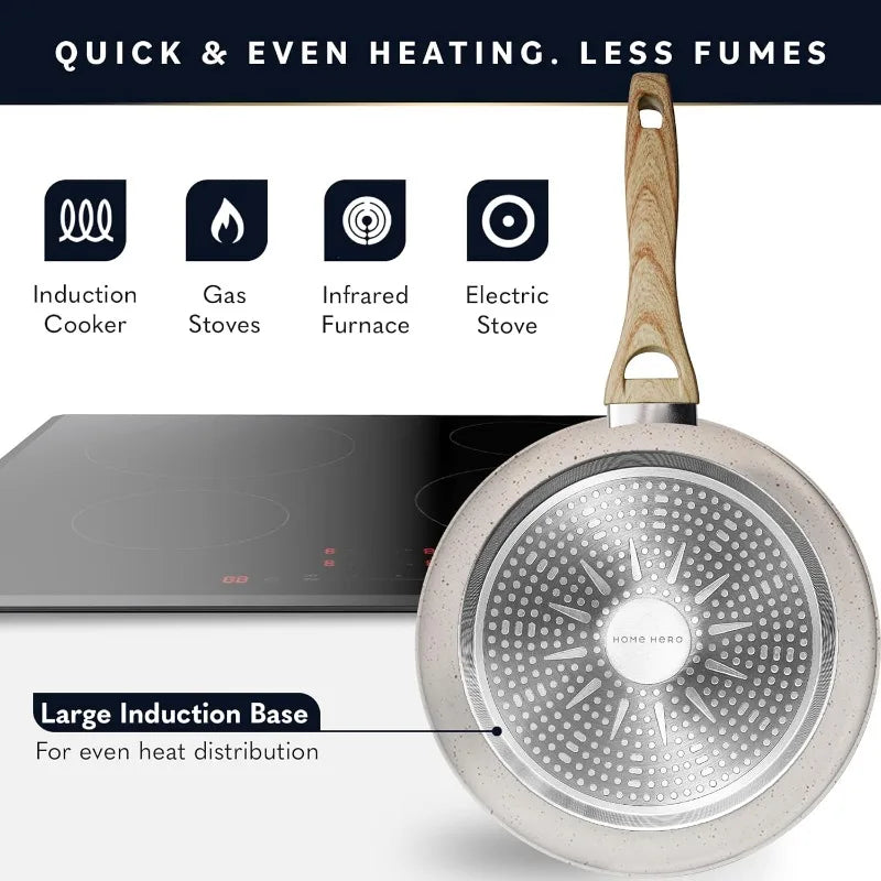 Pots and Pans Set Non Stick - Induction Compatible Kitchen Cookware Sets + Bakeware Sets - Non Stick, PFOA Free, Oven Safe Pot