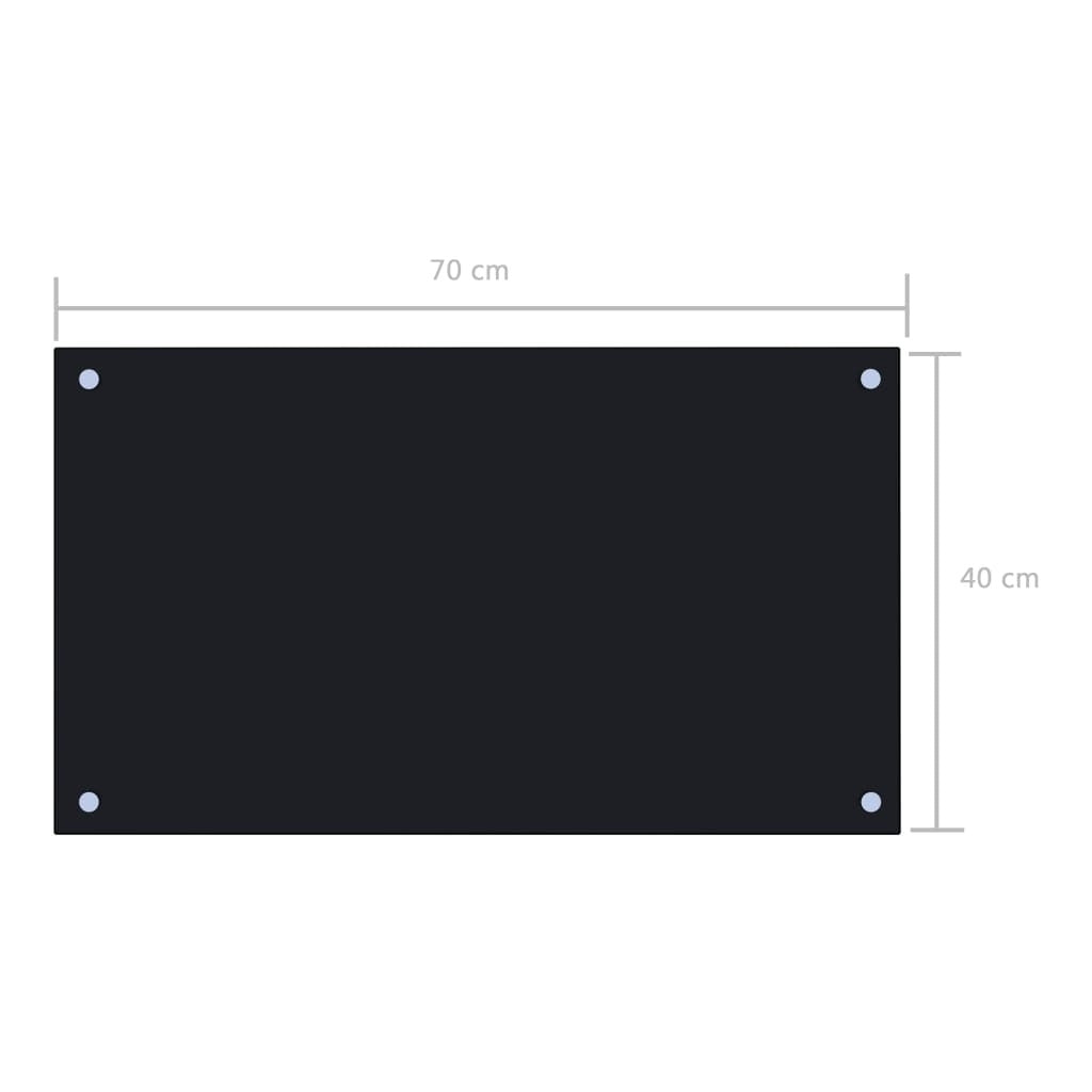 Kitchen Backsplash Black 27.6"x15.7" Tempered Glass