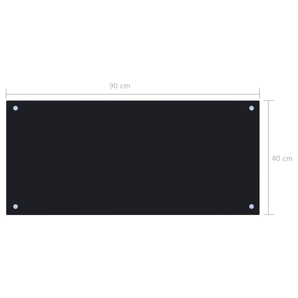 Kitchen Backsplash Black 35.4"x15.7" Tempered Glass