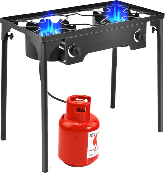 Giantex High-Pressure Outdoor Double Burner Stove - 150,000 BTU Portable Propane Grill for Camping & Picnics