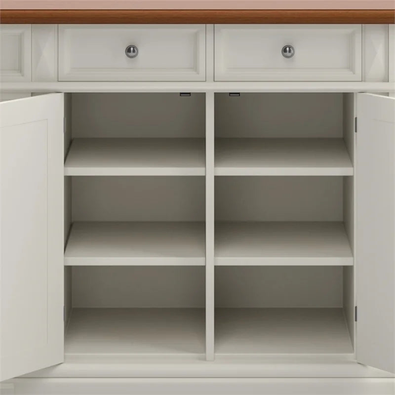 Homestyles Americana Wood Kitchen Island Set in off White