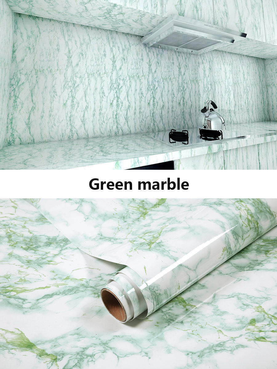 Color: Green marble, Size: 300x60cm - Artificial Marble Self-adhesive Sticker