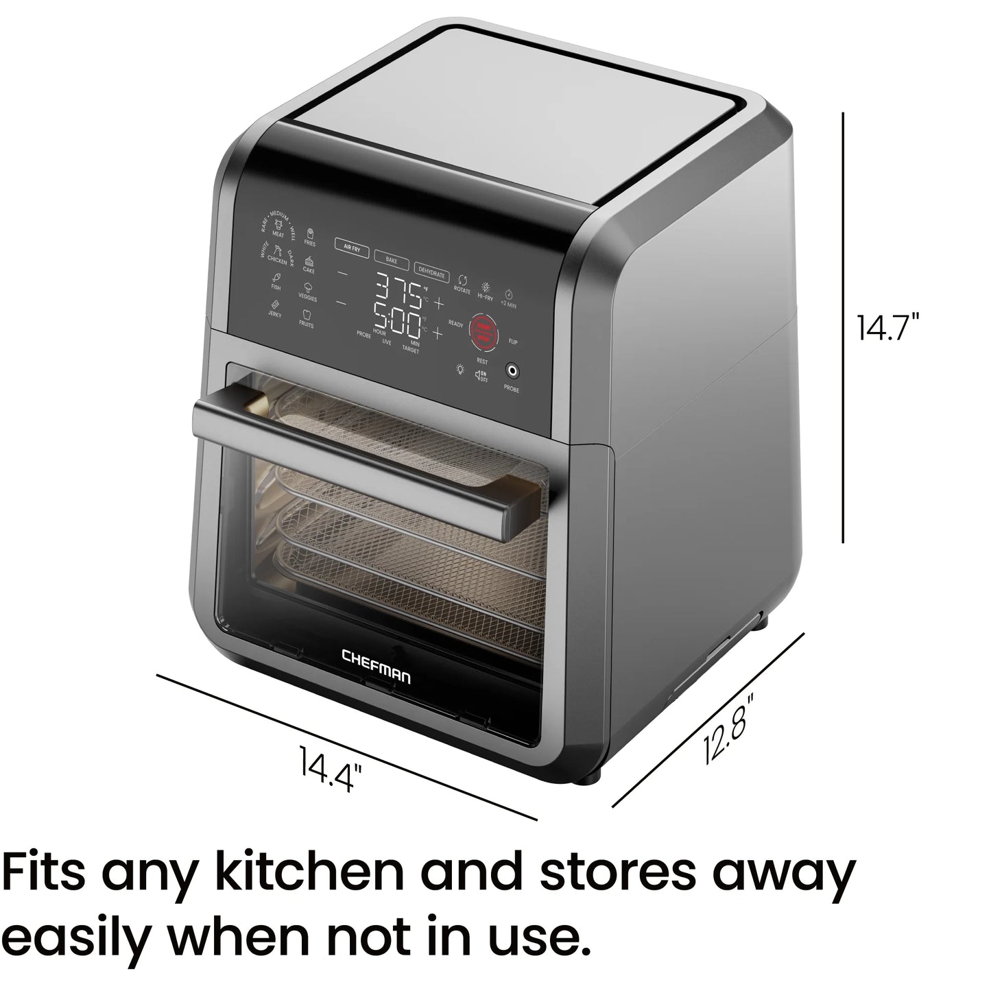 Chefman Exacttemp 12 Qt Air Fryer, Black - Automatic Shutoff, Digital Display