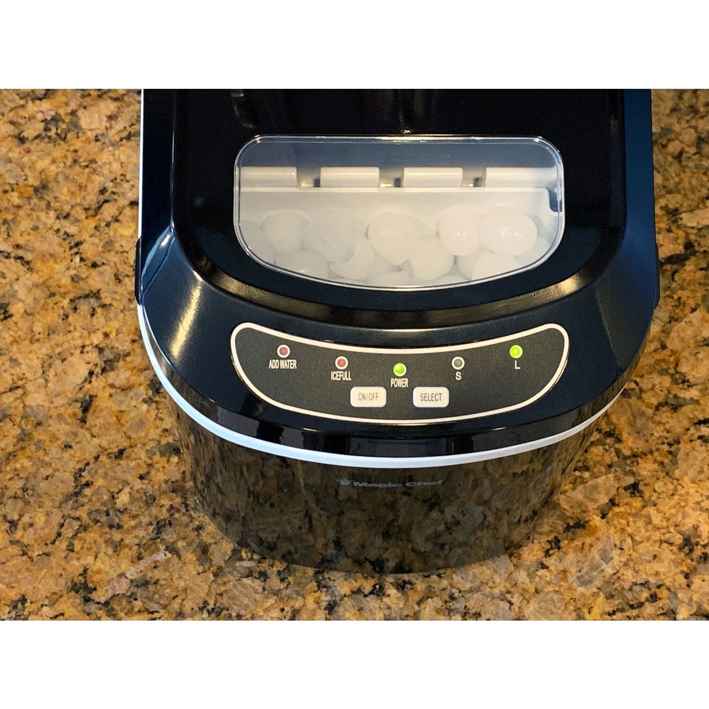 Magic Chef Portable Countertop Ice Maker with 27 lb Capacity, Black (Bullet Ice)