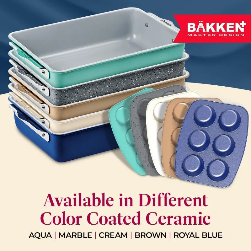 8-Piece Stackable Bakeware Set  Ceramic Non-Stick Coating, Baking Sheets, Assorted Baking Pans, PTFE, PFOA & PFOS