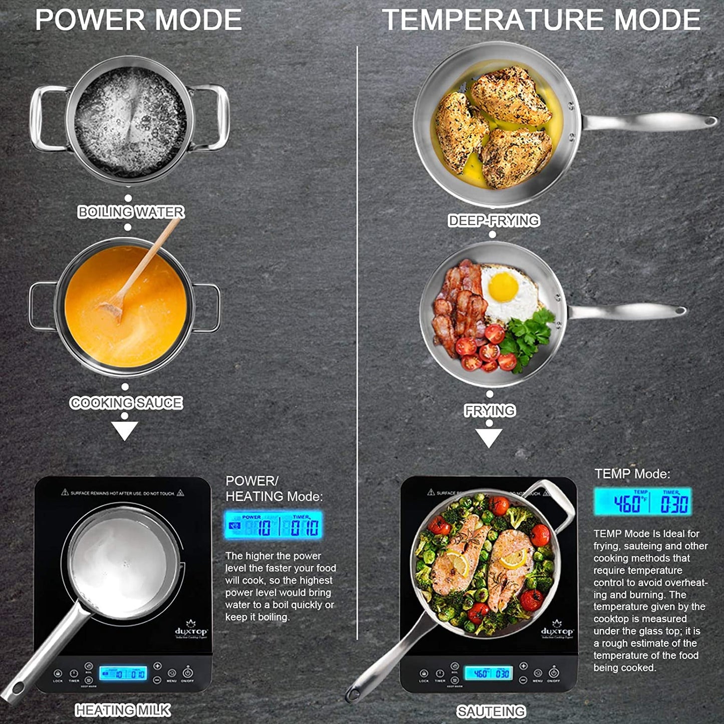 Duxtop 1800W Portable Induction Cooktop with LCD Touch Control - Elegant Black Countertop Burner Model 9610LS BT-200DZ