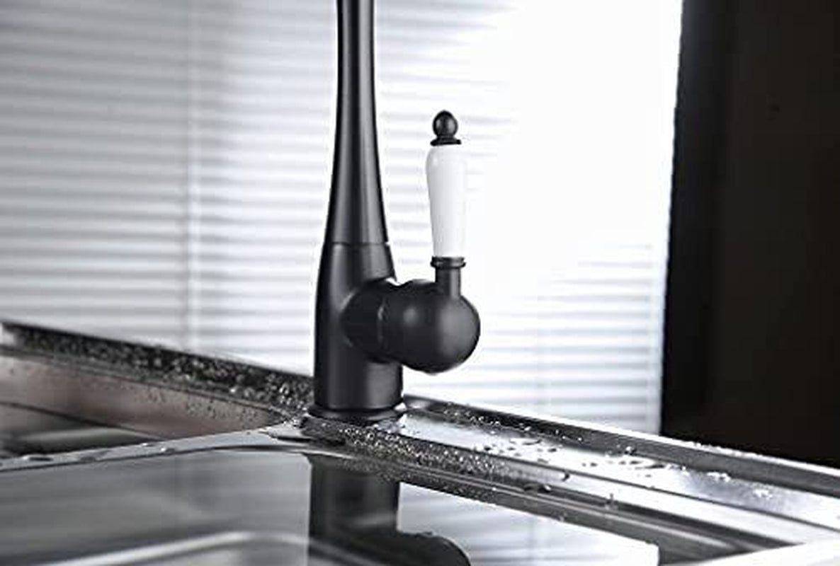 Kitchen Faucet Traditional Period Single Ceramic Lever Kitchen Sink Black